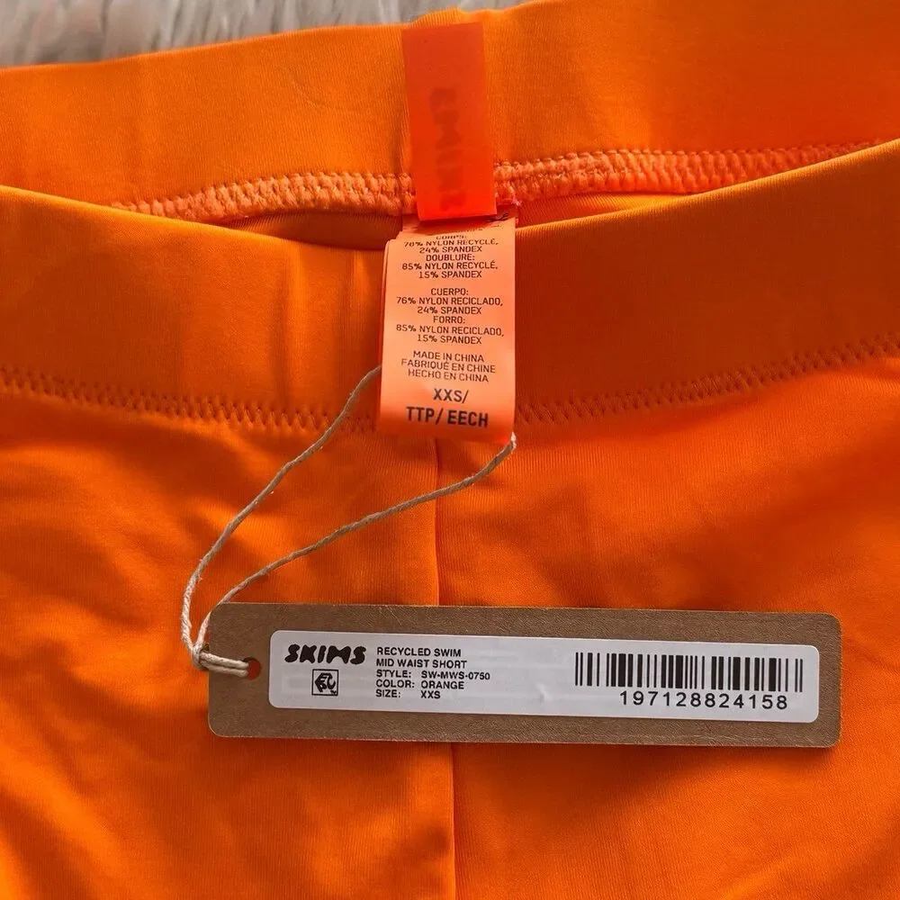 Skims Swim Mid Waist Short Orange Size XXS